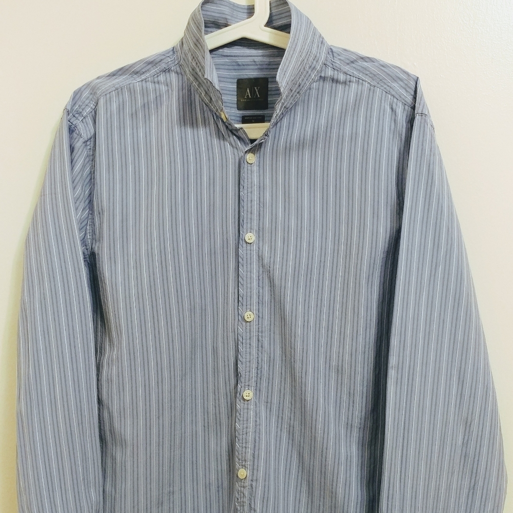 Armani Exchange Long-Sleeve Shirt blue stripes